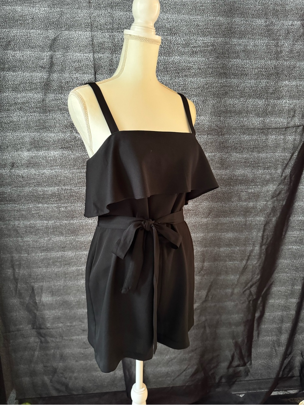 Express Black Ruffle-Front Women's Romper